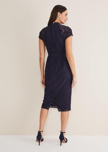 Phase Eight Aurora Lace Dress Navy USA | 7825301-SP